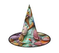 Many Colored Ice Cream Print Foldable Halloween Witch Hat, Lightweight For Costume Party/Carnival/Halloween