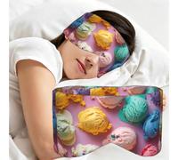 Many Colored Ice Cream Print Full Coverage Sleep Mask,Eye Mask Portable for Travel Office Nap Shift Work