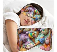 Many Colored Ice Cream Print Full Coverage Sleep Mask,Eye Mask Portable for Travel Office Nap Shift Work