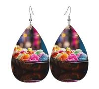 Many Colored Ice Cream Print Leather Dangle Earrings For Women Elegant Drop Earrings Lightweight Fashion Jewelry