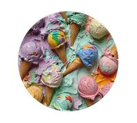 Many Colored Ice Cream Print Premium-Textured Mouse Mat Waterproof Non-Slip Rubber Base Round Mousepad For Office Gaming Laptop
