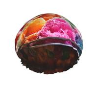 Many Colored Ice Cream Print Reusable Shower Cap For Women Shower Caps With Double-Layer Elastic For Long Hair Bath