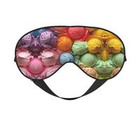 Many Colored Ice Cream Print Soft Eye Mask, Adjustable Strap Soft Eye Cover Blindfold for Travel Yoga Nap Shift Work
