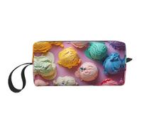 Many colored ice cream print Travel Toiletry Pouch, Pencil Bag Canvas Makeup Bag, Multi-Purpose Cosmetic Bag with Zipper, White, One Size