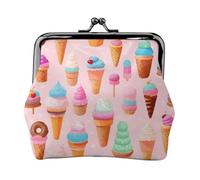 Many Colored Ice Cream Print Women'S Kiss Lock Coin Pouch, Mini Wallet For Cards And Lipstick, Soft Compact Purse