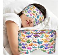 Many Colorful Cartoon Dinosaurs Print Travel Eye Mask Full Wrap Adjustable Darkness Sleep Headband