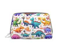 Many Colorful Cartoon Dinosaurs Printed Portable Beauty Case, Compact Travel Pouch with Organized Interior Slots for Daily