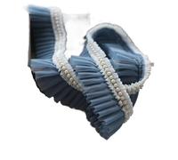 Many Colors Pleated Beaded Ruffle Lace Fabric Accessories DIY Hat Clothes Skirt Sewing Material Doll Cradle Toy Decoration for Dress,Headwear(Blue)