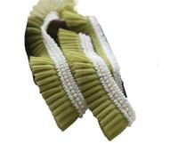 Many Colors Pleated Beaded Ruffle Lace Fabric Accessories DIY Hat Clothes Skirt Sewing Material Doll Cradle Toy Decoration for Dress,Headwear(Green)