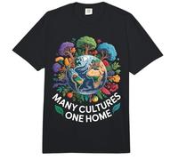 Many Cultures One Home Earth Globe Unity Comfort Colors Adult Heavyweight T-Shirt