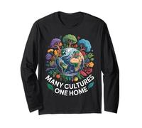 Many Cultures One Home Earth Globe Unity Long Sleeve T-Shirt
