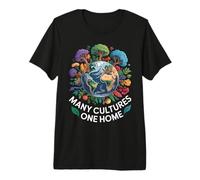 Many Cultures One Home Earth Globe Unity Premium T-Shirt