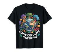 Many Cultures One Home Earth Globe Unity T-Shirt