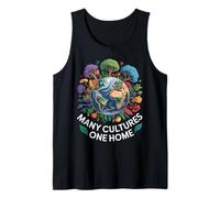 Many Cultures One Home Earth Globe Unity Tank Top