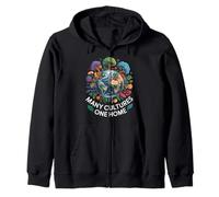 Many Cultures One Home Earth Globe Unity Zip Hoodie