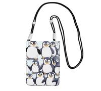 Many Cute Baby Penguins Sketch Cell Phone Purse For Women, Cell Phone Sleeve Pouch Case Wallet Bag With Black Shoulder Strap Travel Pouch, Black, One Size
