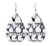 many Cute Baby Penguins Sketch Earrings Daily Styles Collection | Lightweight Leather Earring Hypoallergenic Design for Women Jewelry Teardrop Dangle Earring Fashion Pendant Gift