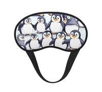 Many Cute Baby Penguins Sketch Eye Mask for Sleeping Soft Satin Sleep Shade Cover Blindfold with Elastic Strap Travel Nap Blackout Eye Shade Cover for Women Men