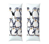many Cute Baby Penguins Sketch print Zippered Body Pillow Pillowcase,Body Pillow Cover,Long Side Hidden Zipper, 20x54 Inches