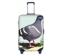 Many Cute Baby Penguins Sketch Travel Box Protective Cover,Travel Luggage Cover,Suitcase Protector Fits 18-32 In,Suitcase Cover, Grey Pigeon Print, L