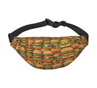 many cute burgers Boys large waist bag, travel crossbody waist bag, suitable for enjoying sports, running, cycling, travel, fishing