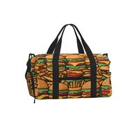 Many Cute Burgers Duffel Bag with Shoe Compartment - Lightweight Water-Resistant Holdall Gym Bag with Built-in Wet and Dry Separation Pouch