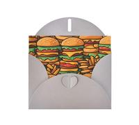 Many Cute Burgers Horizontal Holiday Card With Gray Heart Shaped Envelope And Write Various Holiday Greetings