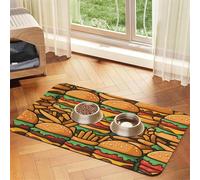 many cute burgers Pet Water Absorbent Faux Leather Feeding Mat 30x45cm Non Slip Durable Mat for Cat and Dog Bowls