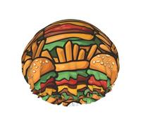 many cute burgers Print Shower Cap - Reusable, Double Layer, Breathable, Quick-Dry, Perfect for Home, Spa, Hotel, and Travel