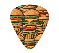 many cute burgers Printed guitar picks for acoustic, electric, and band players, 12 pieces in 3 different thicknesses