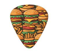 many cute burgers Printed pick set - 12 pieces, thin, medium and thick guitar picks, suitable for guitar, bass, electric guitar and ukulele