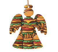 many cute burgers Wooden Angel Shape Ornaments 6 PCS Suitable For Hanging On Walls Doors And Windows