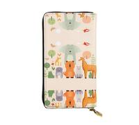 Many Cute Cartoon Animals Patterned Leather Long Wallet (7.5 * 4.1 inches) | Extra Large Multi-Function Compartment | Great Gift