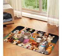 Many Cute Dogs Dog Food Mats for Floors, 12x18 Inch Non-Slip Super Absorbent Pet Food Mat, Dishwasher Dog Mat for Food and Water, Cute Rubber Quick Dry Pet Feeding Mat for Dogs Puppy Cats