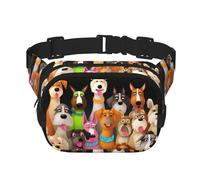 Many Cute Dogs Fanny Pack For Women Waterproof Adjustable Belt Bags Waist Pack Fashion Casual Crossbody Bags Bum Bag For Running Workout Hiking Traveling, Black, One Size