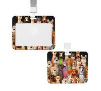 Many Cute Dogs Id Badge Holder with Lanyard Waterproof Key Card Holder Case Id Card Protector with Clear Id Window Name Tags for Women Men Work Office Doctor Nurse
