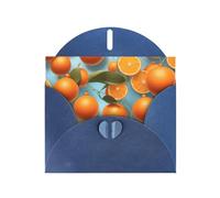 Many Delicious Oranges Horizontal Holiday Card With Blue Heart Shaped Envelope And Write Various Holiday Greetings