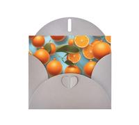 Many Delicious Oranges Horizontal Holiday Card With Gray Heart Shaped Envelope And Write Various Holiday Greetings