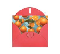 Many Delicious Oranges Horizontal Holiday Card With Red Heart Shaped Envelope And Write Various Holiday Greetings