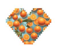 Many Delicious Oranges Print Building Brick Block Puzzle - Heart Shaped Picture Puzzles, Wooden Picture Jigsaw Puzzles