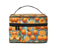 Many Delicious Oranges Women's Large Capacity Makeup Bag, Portable Travel Makeup Bag, (9x6.5x6.2 inches) Girls Large Makeup Bag Storage Bag