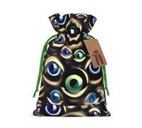 many evil eyes print Christmas Bag - Premium Holiday packet, Festive Xmas Packaging with Joyful Designs