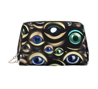 Many Evil Eyes Printed Portable Beauty Case, Compact Travel Pouch with Organized Interior Slots for Daily
