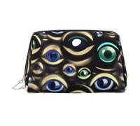 Many Evil Eyes Printed Portable Beauty Case, Compact Travel Pouch with Organized Interior Slots for Daily
