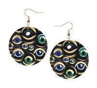 Many Evil Eyes Trendy Leather Earrings For Women Dangle 1 Pair Lightweight Printed Piercing Earrings Jewelry Gifts For Women Girls