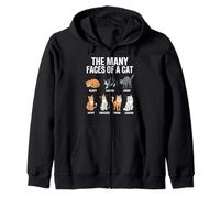 Many Faces Of A Cat Funny Kitten for Men Women Kids Zip Hoodie