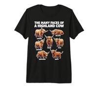Many Faces of A Highland Cow Funny Highland Cattle Farmer Premium T-Shirt