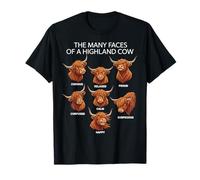 Many Faces of A Highland Cow Funny Highland Cattle Farmer T-Shirt