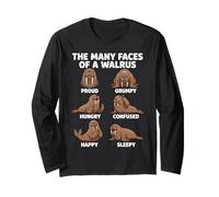 Many Faces of A Walrus Funny Ocean Animal Long Sleeve T-Shirt