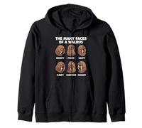 Many Faces Of A Walrus Funny Ocean Animal Zip Hoodie